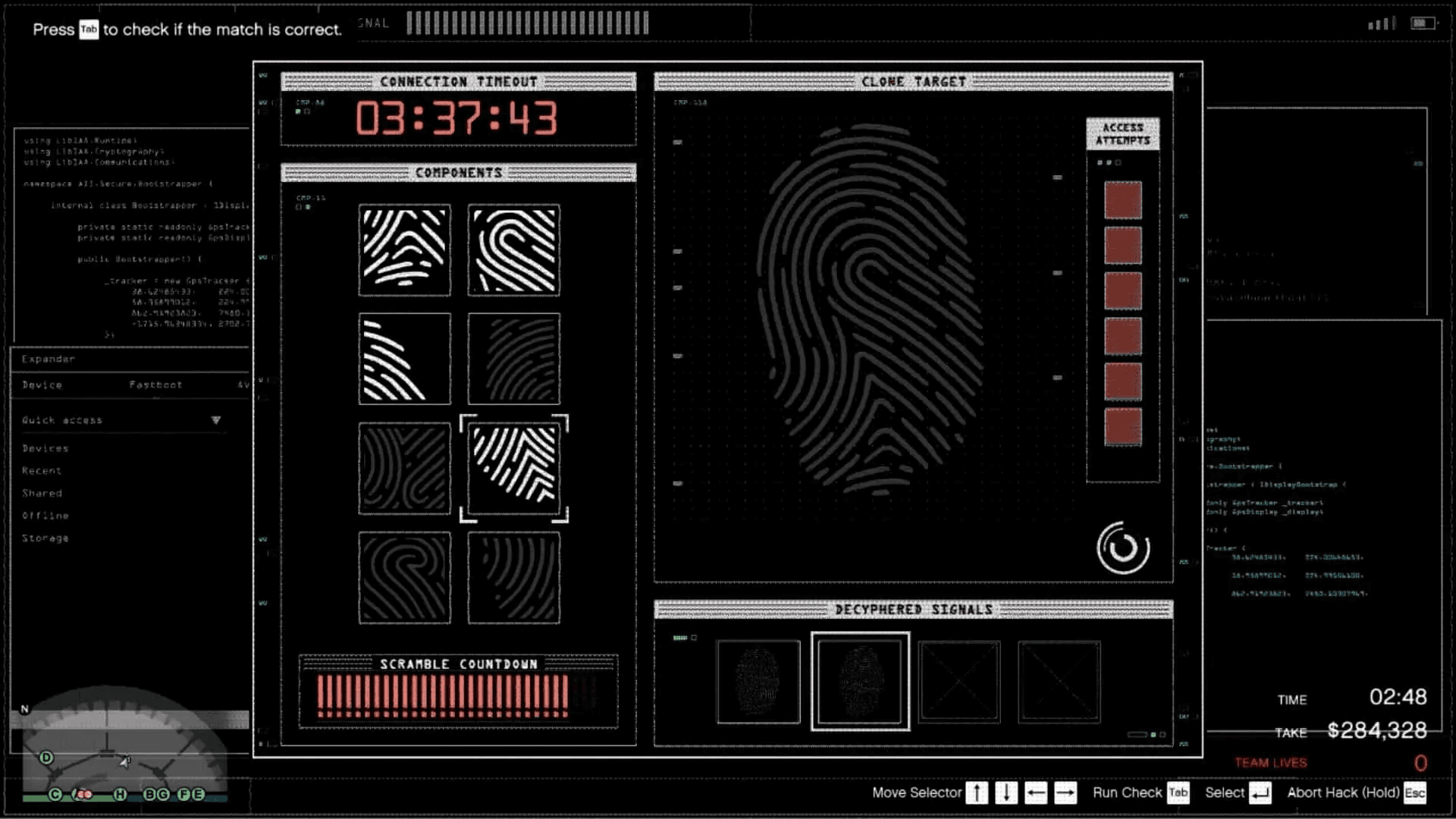 Fingerprint pattern matching the right hand side full fingerprint