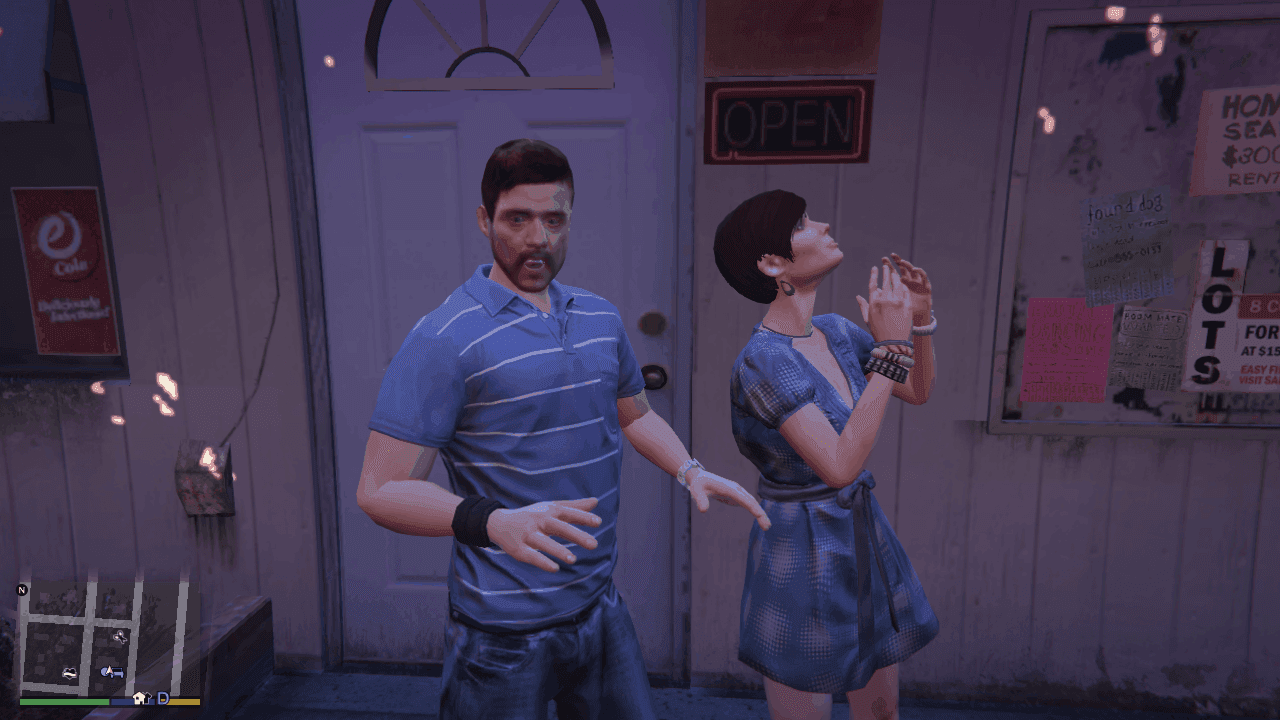 Drunk Couple in front of the ba