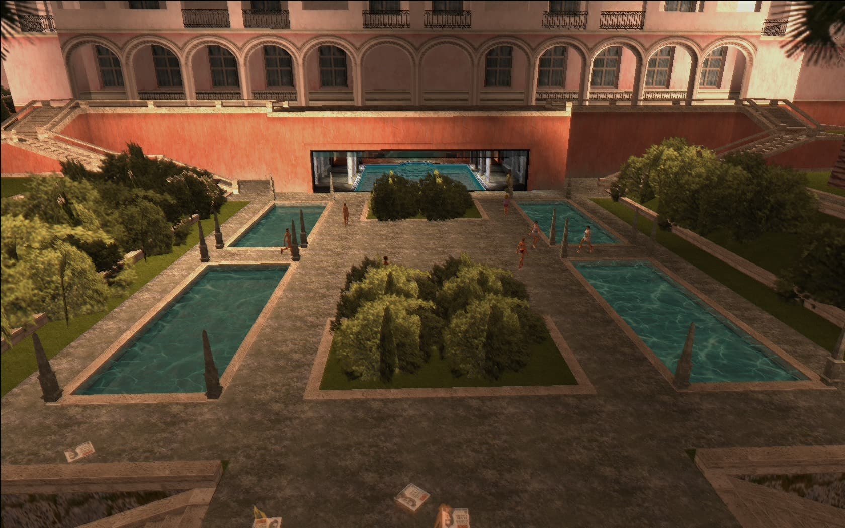 Back of the Mansion with a room containing the entrance to the basement.