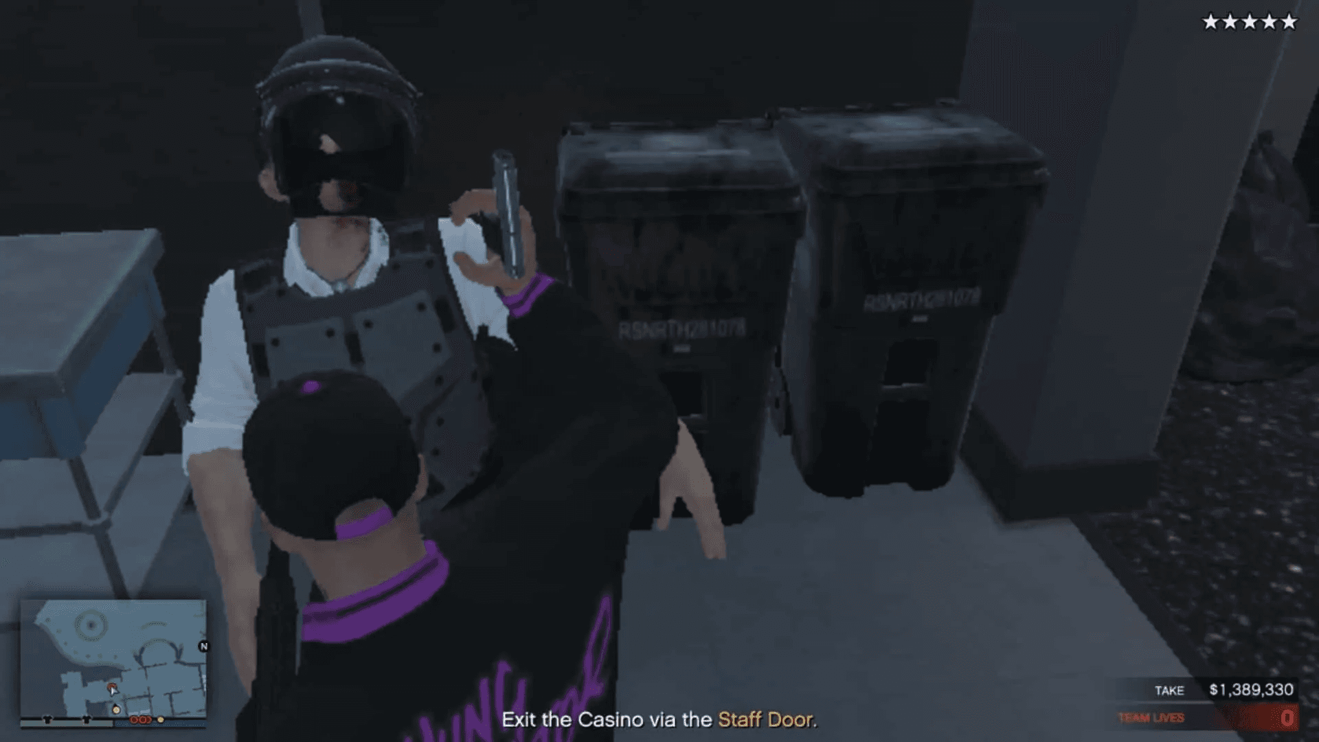 Taking out the guard with a pistol whip as it is quicker