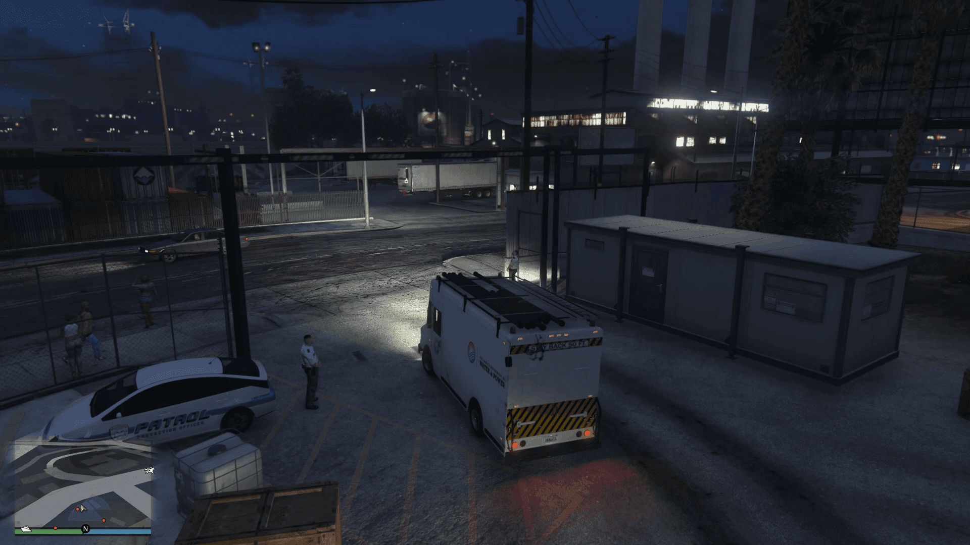 Leaving the compound in the company truck