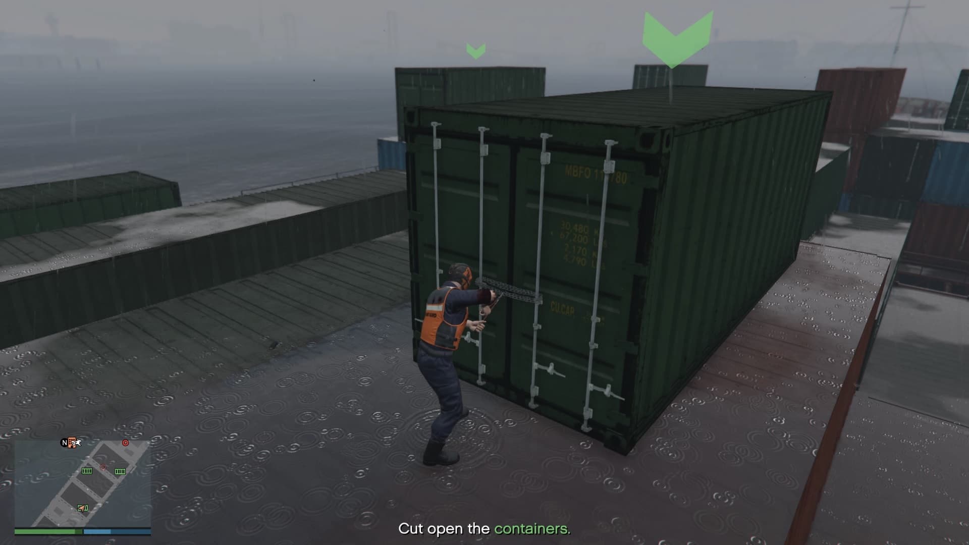 Opening up the first container.