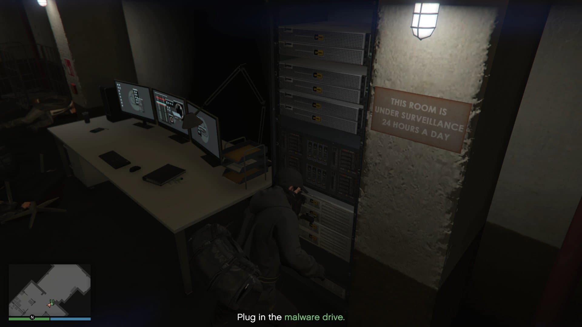 Plugging the malware drive into the terminal.