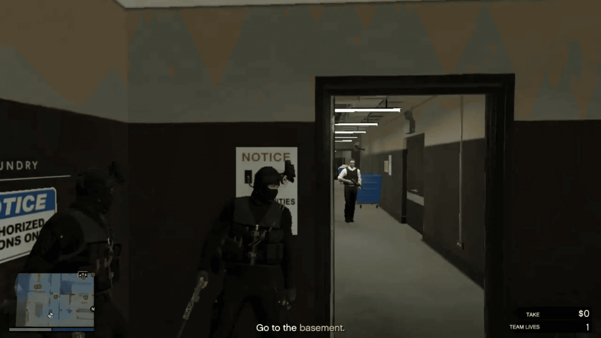The guard in the hallway after you go through the double doors