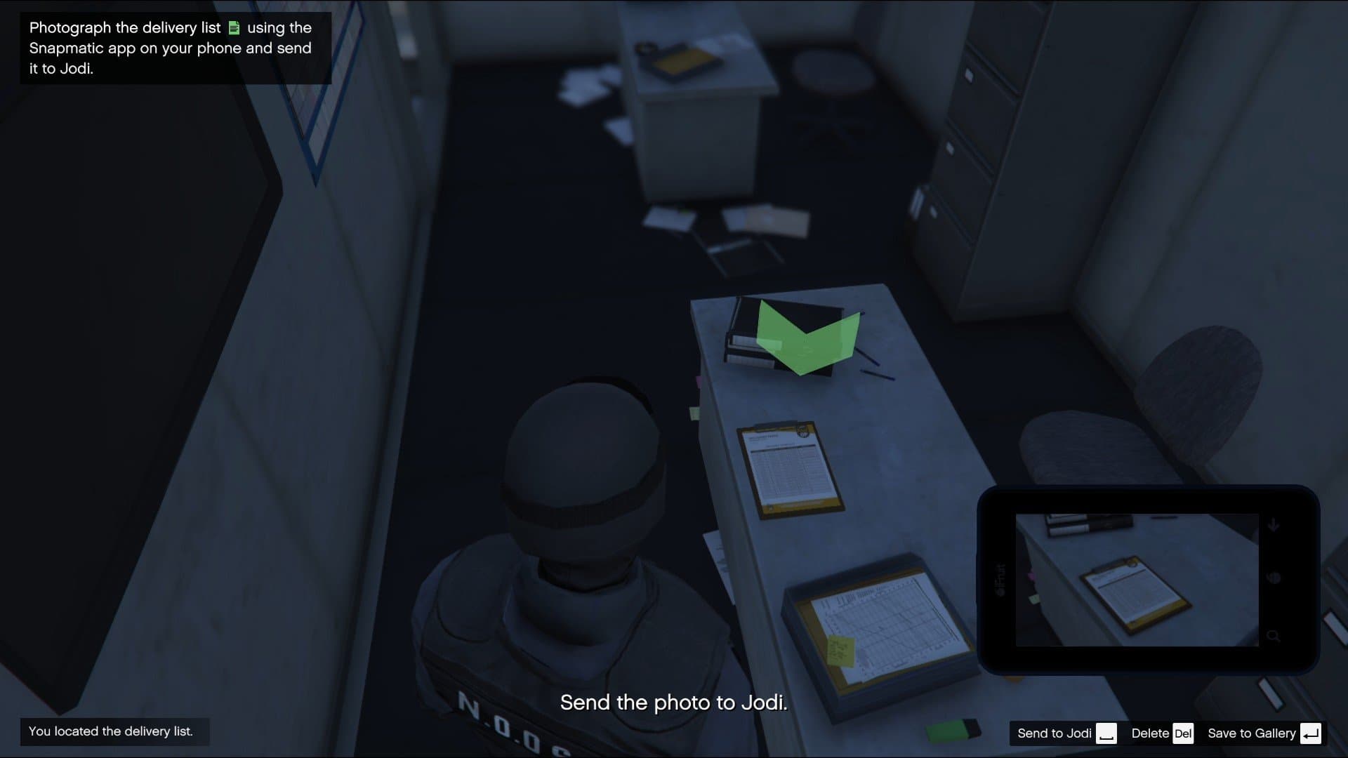 Captured the picture of the delivery list to send to Jodi.