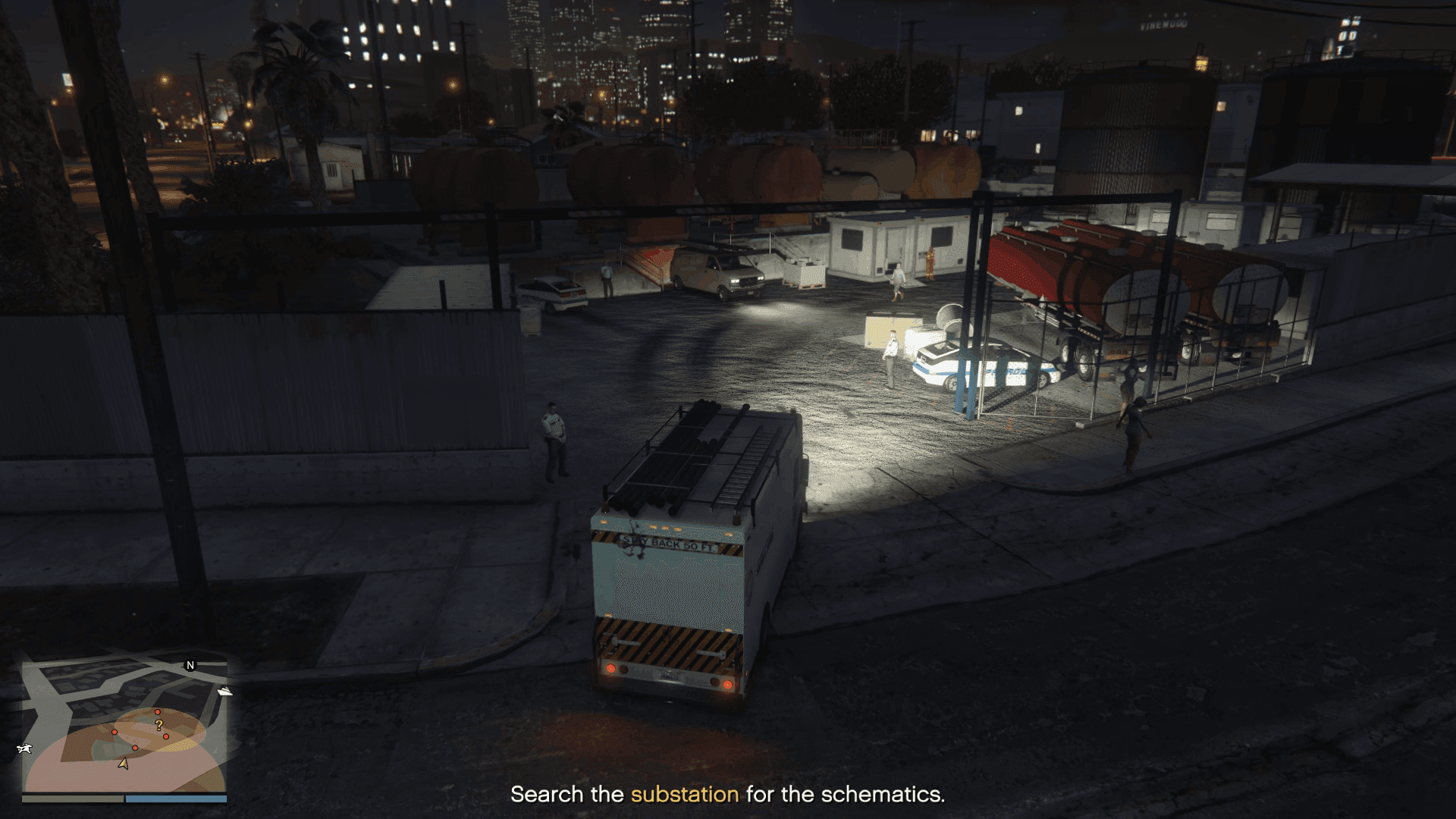 Using the truck to get past the security