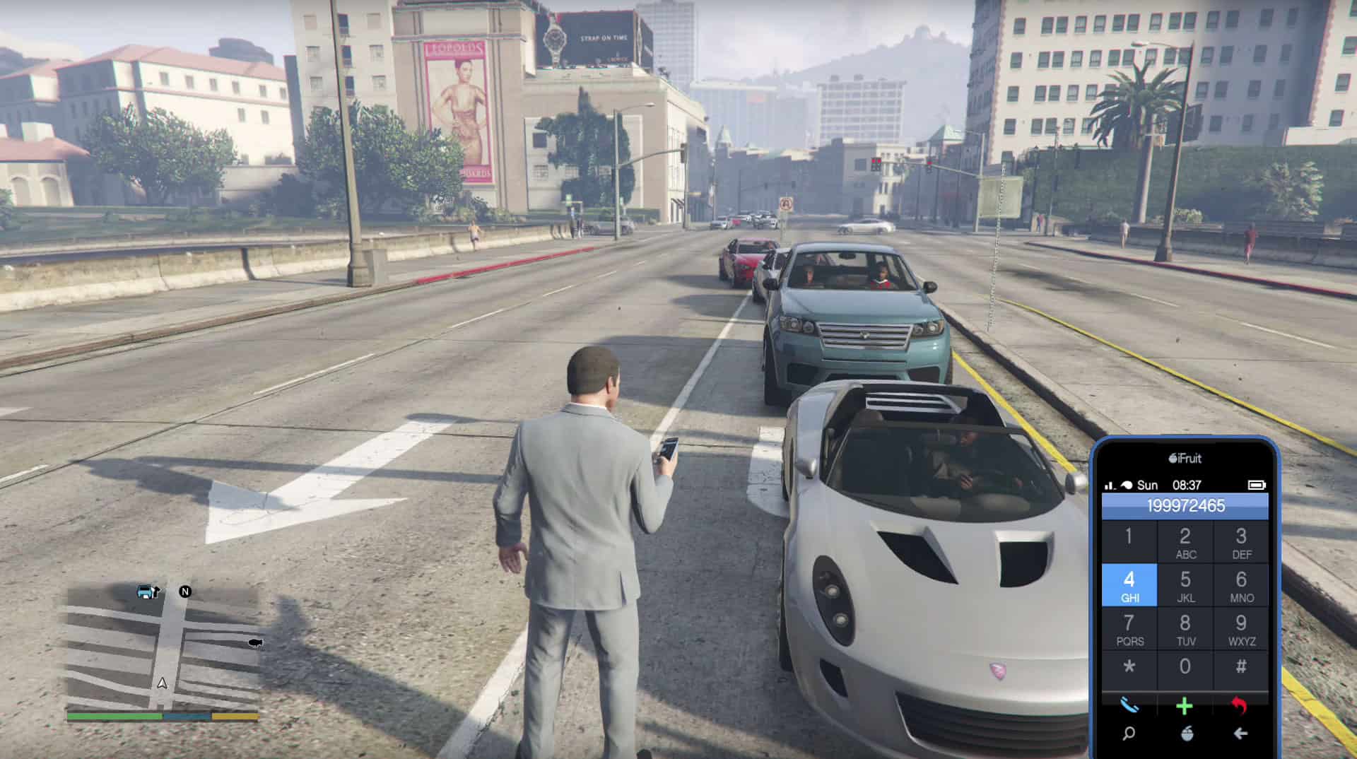 Using the invincibility cell phone cheat code.