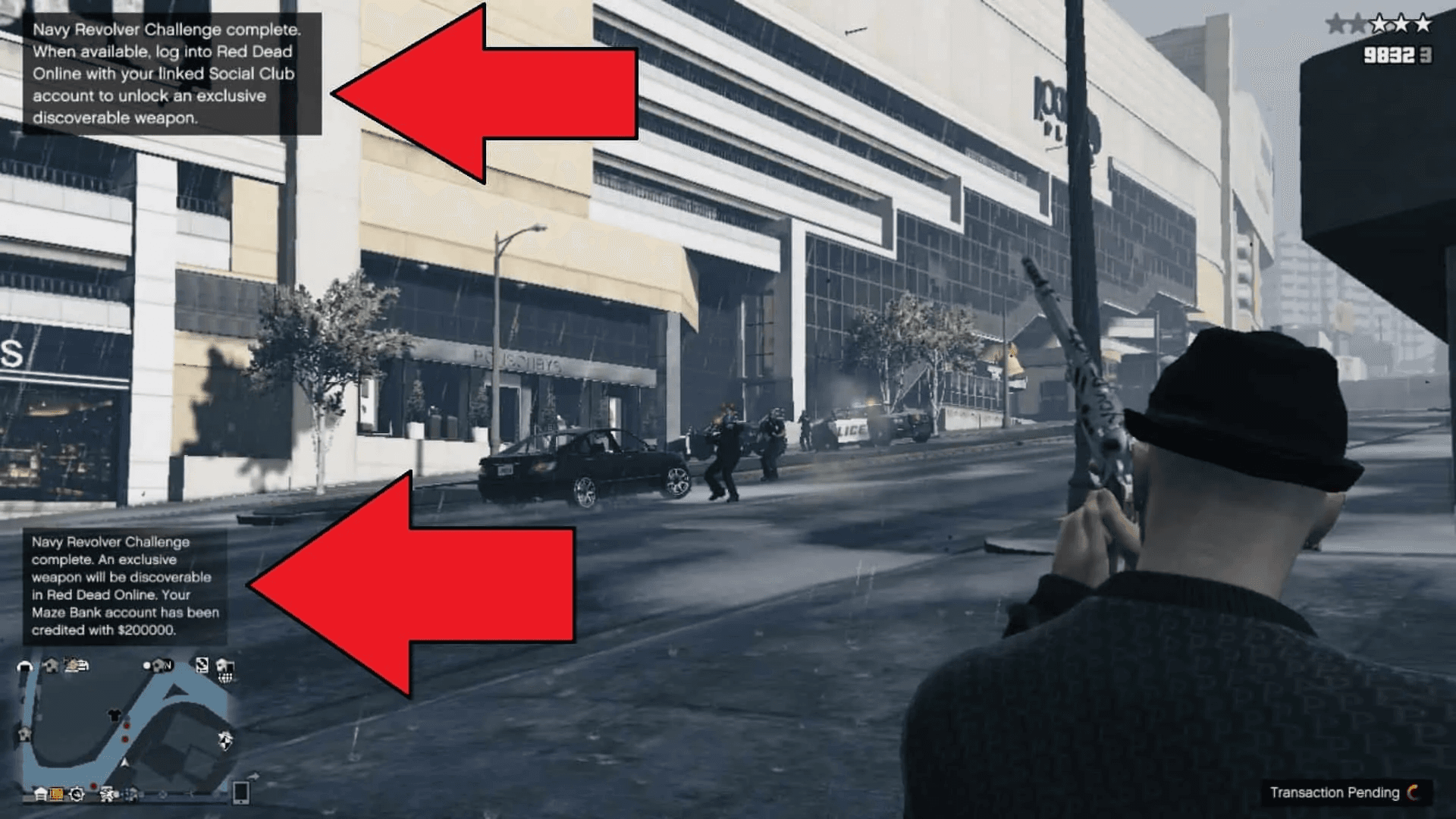 Notification indicating the rewards you get after getting the 50th headshot with the navy revolver