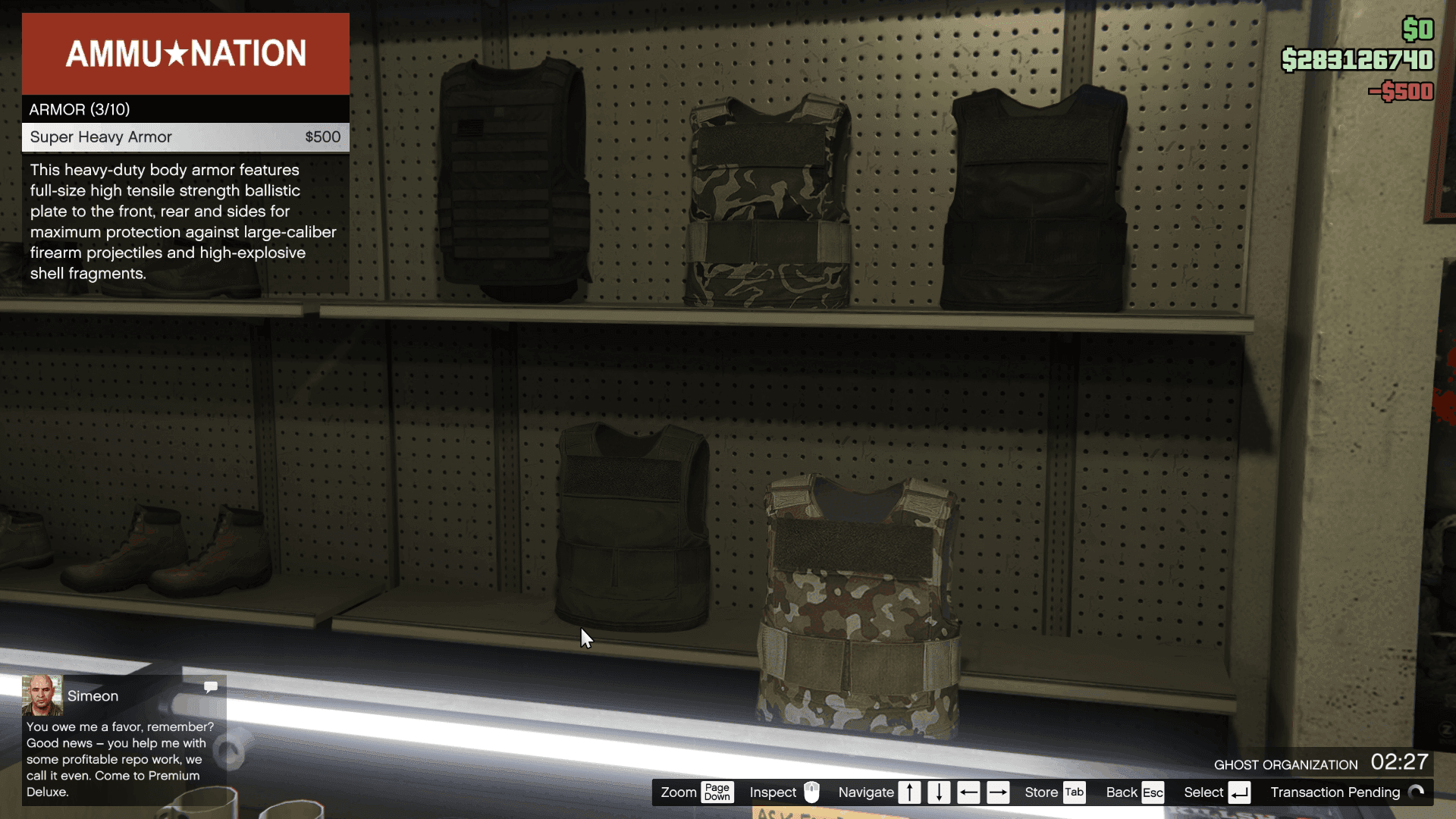 Buying super heavy armor
