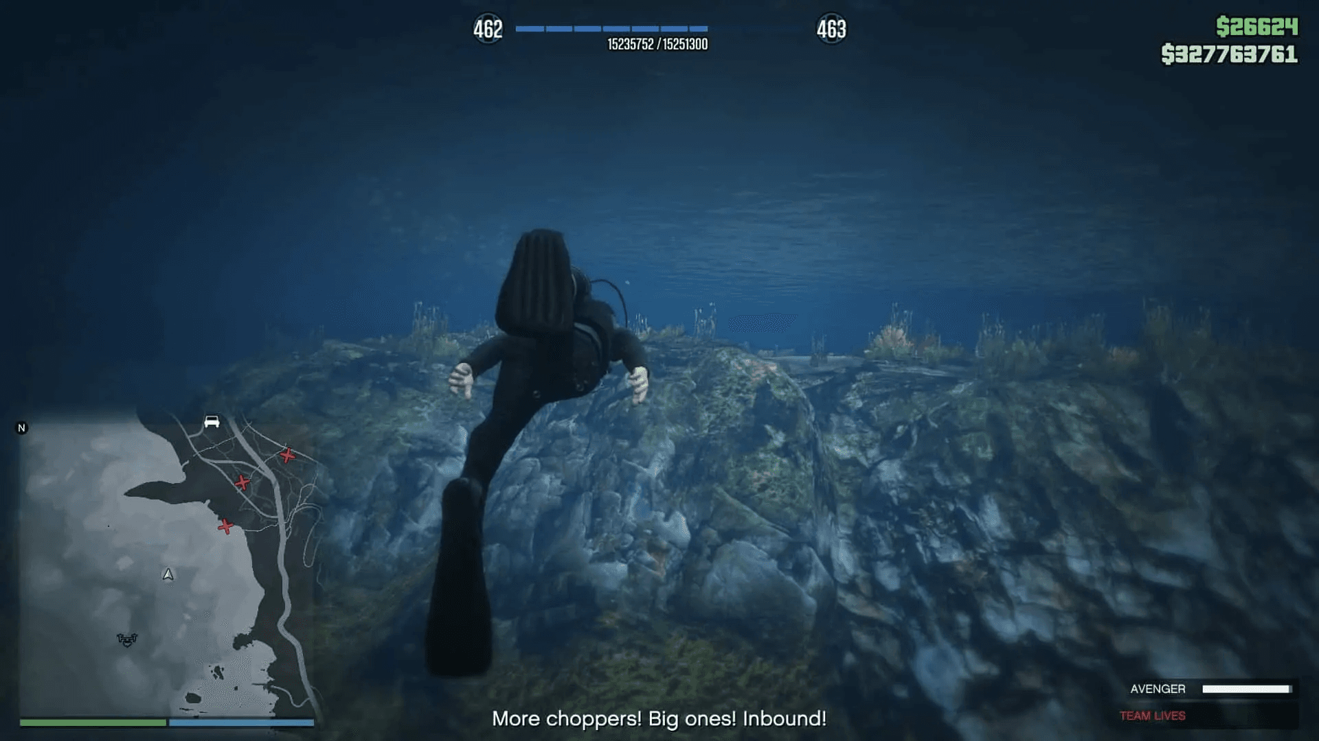 Swimming to the shore