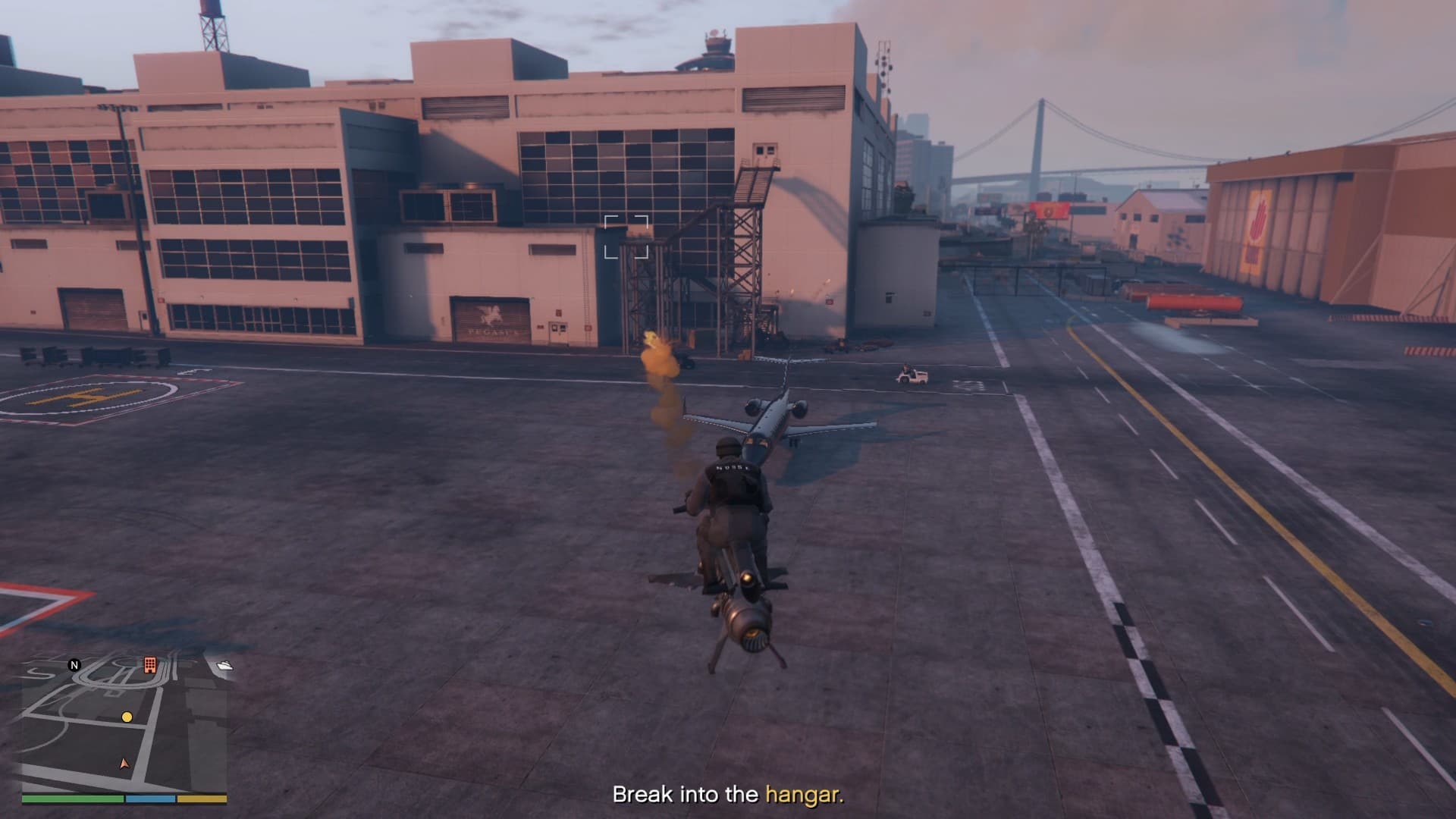 Eliminating the security outside the hangar.