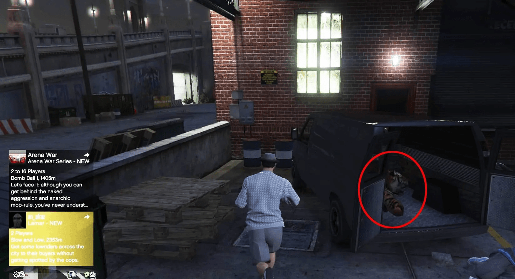 Prop 9 seen inside the van parked next to the warehouse