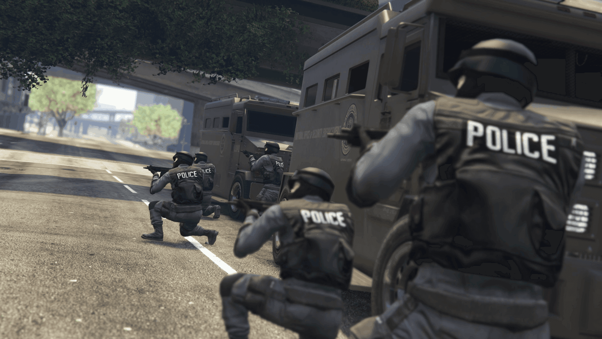 Cutscene of more cops showing up