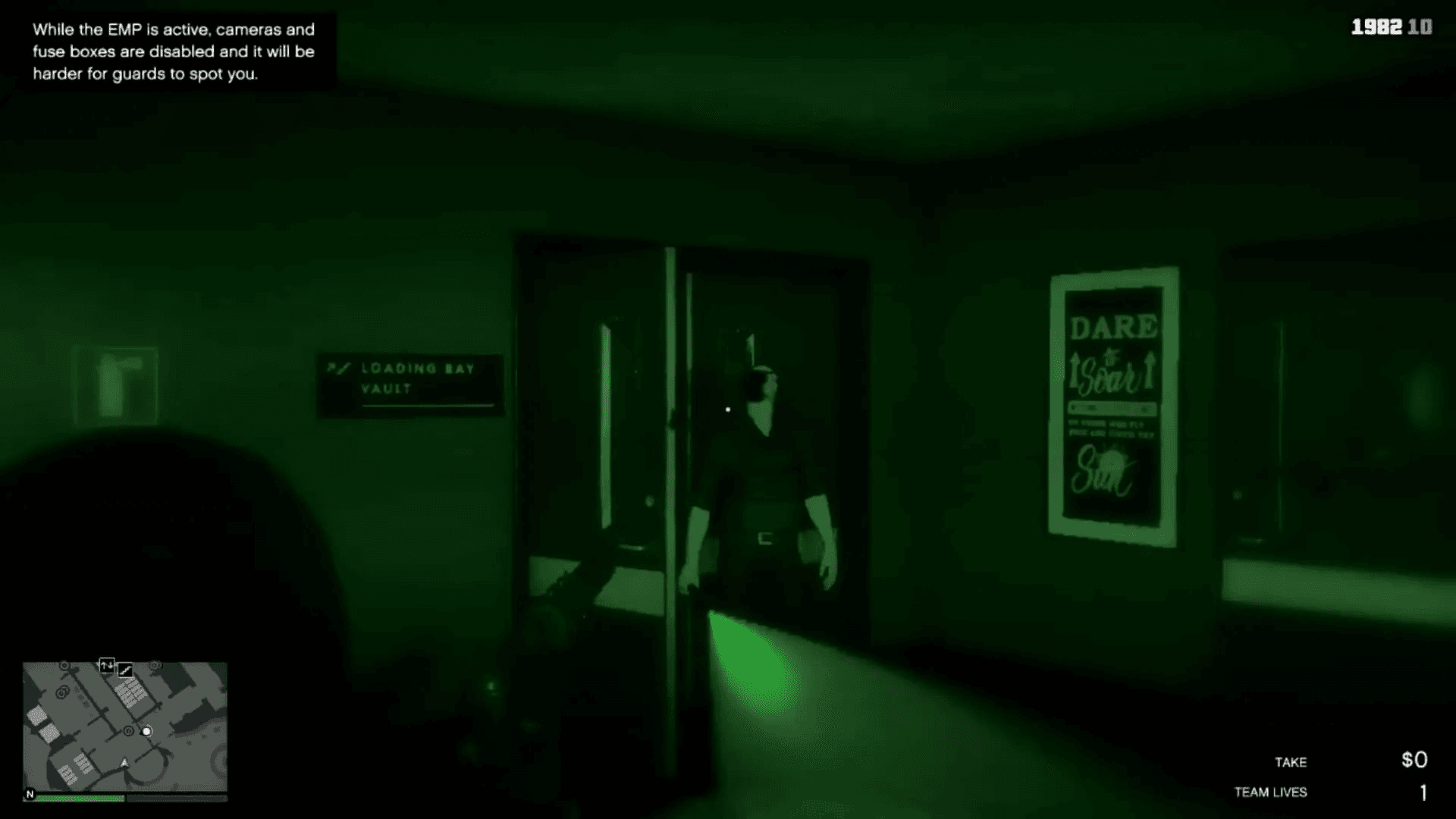 Killing the guard as soon as he enters the room