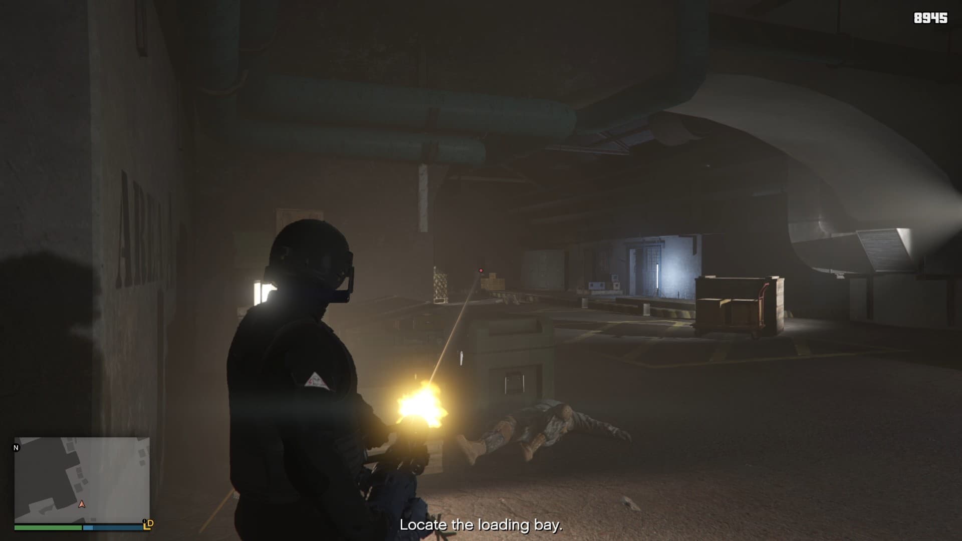 Killing the juggernaut guarding the door to the loading bay.