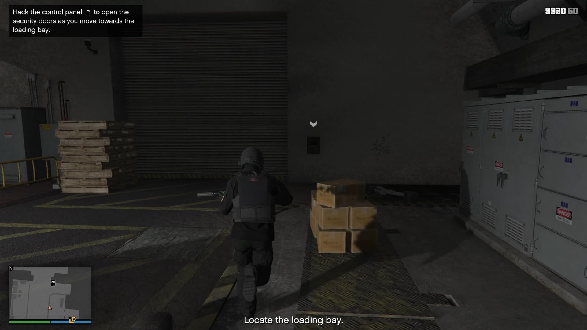 Control panel beside the loading bay door.