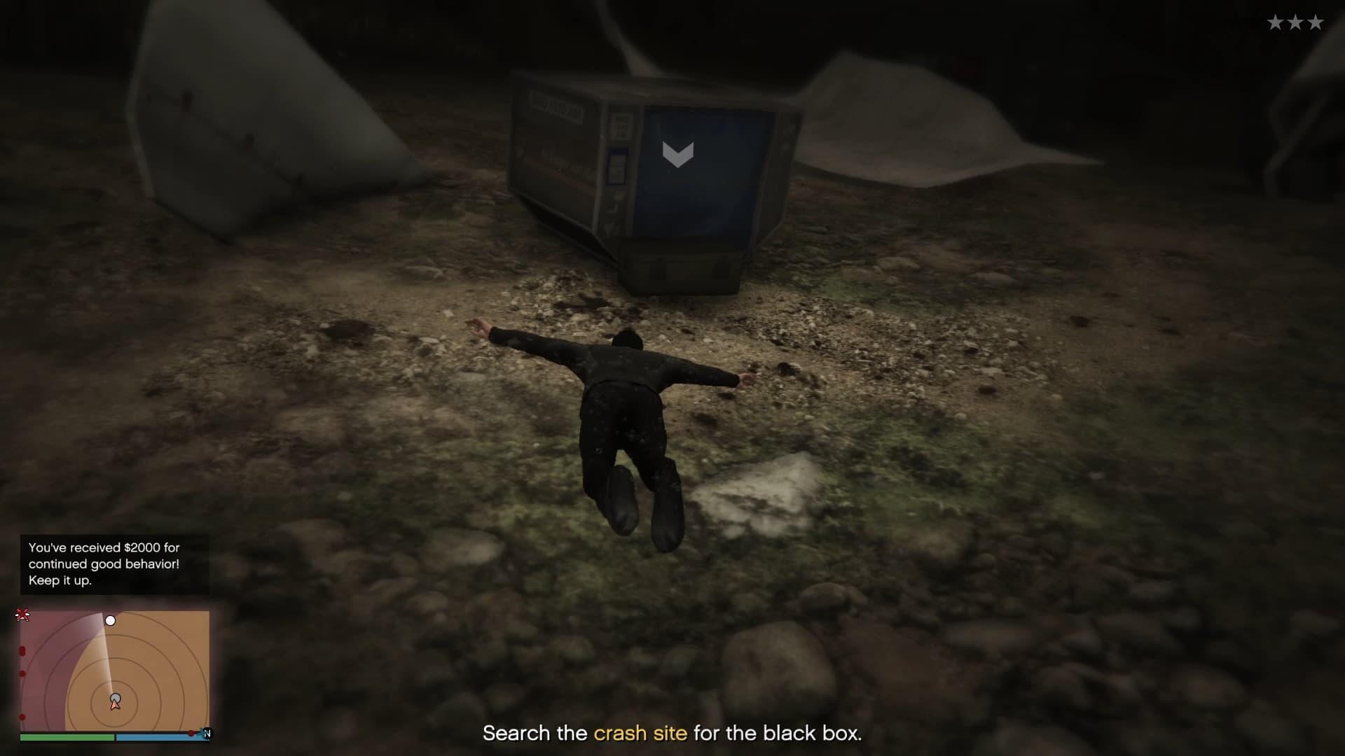 Extra content at the crash site. You must collect all extra loot for the completion of the second challenge.