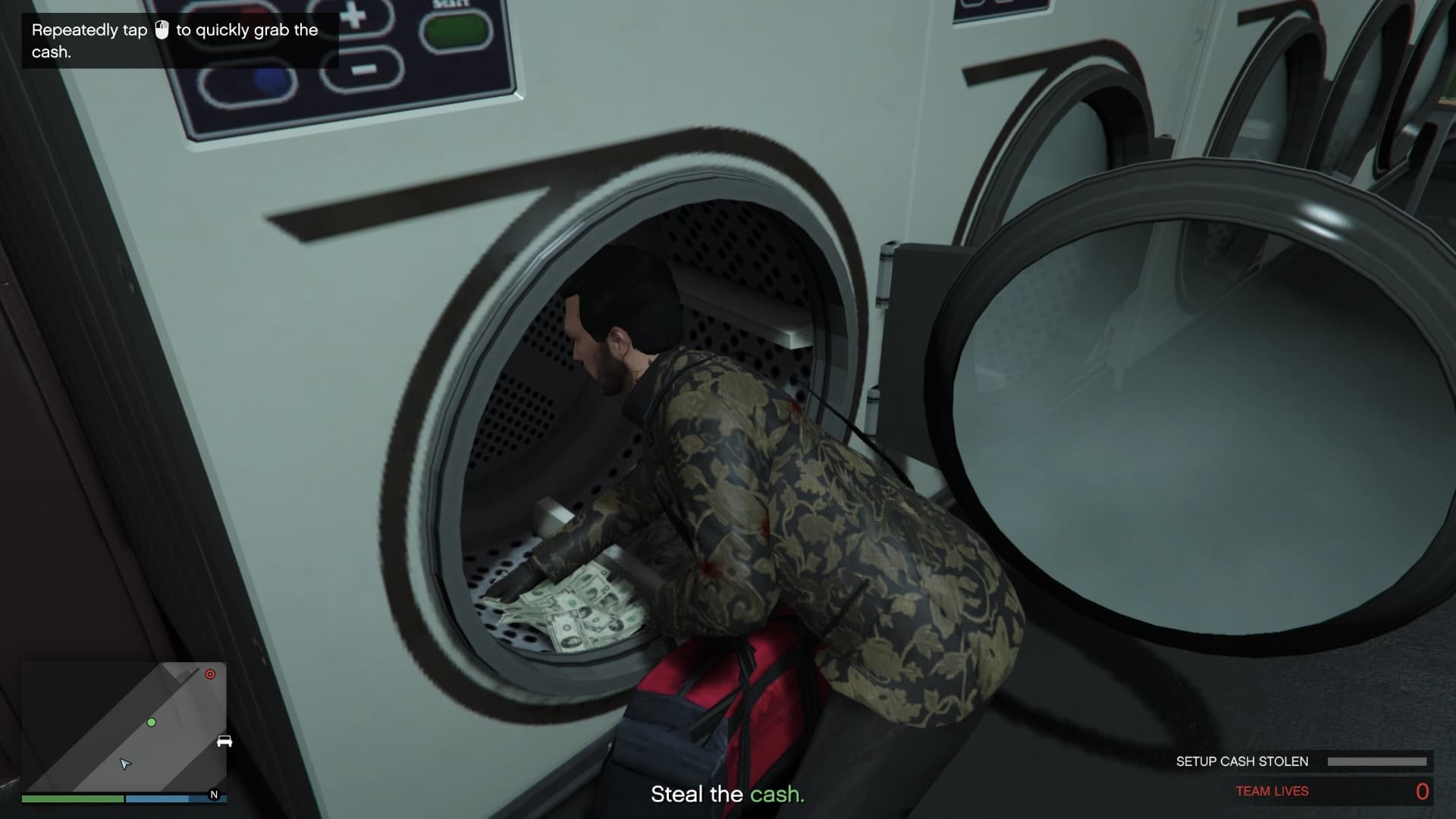 Stealing the cash.