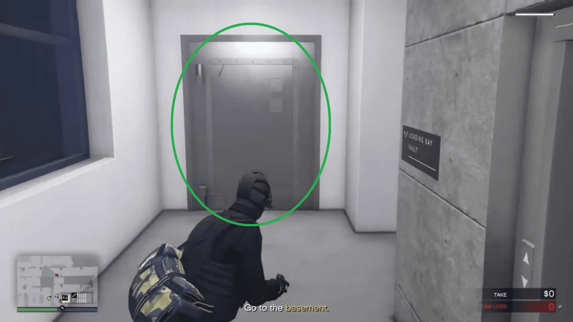 The Vault Door (circled in green) containing daily cash grab