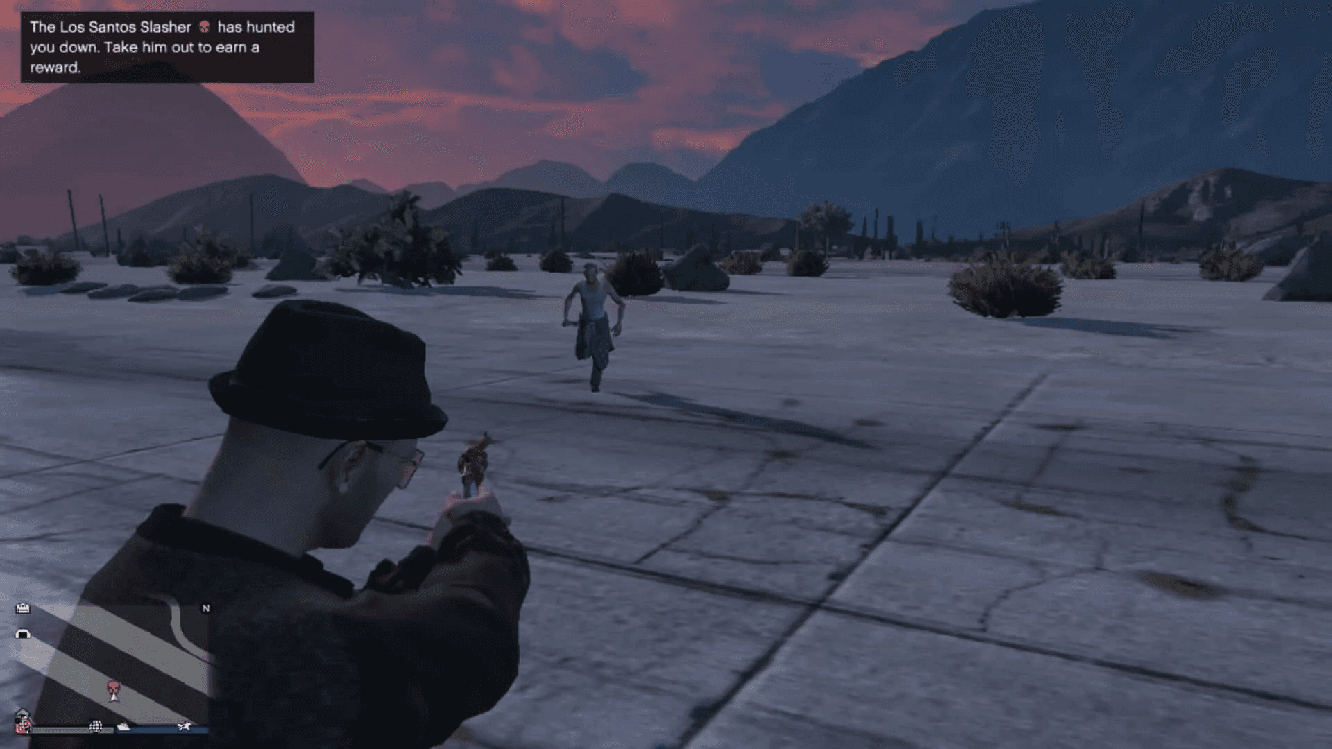 Slasher appearing at night and running towards the player with a machete