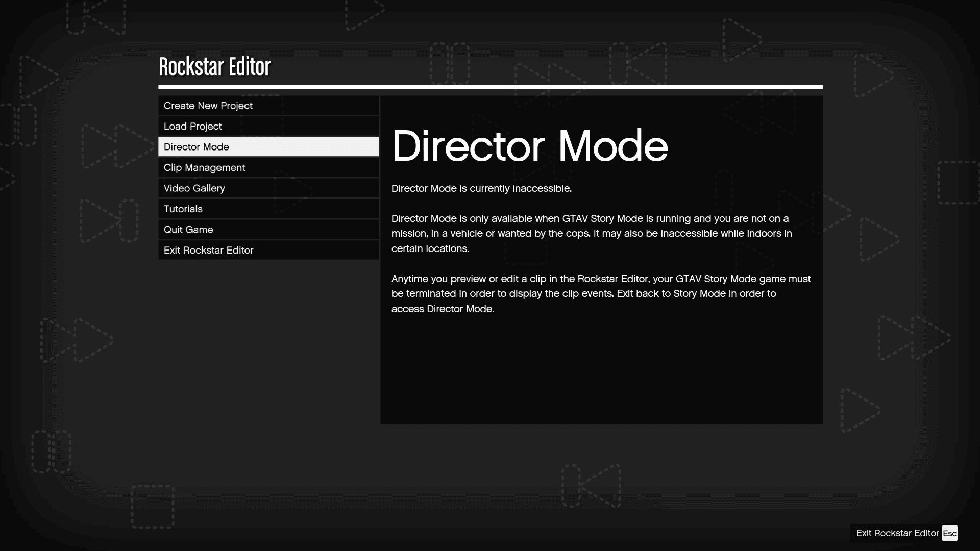 Director Mode not accessible