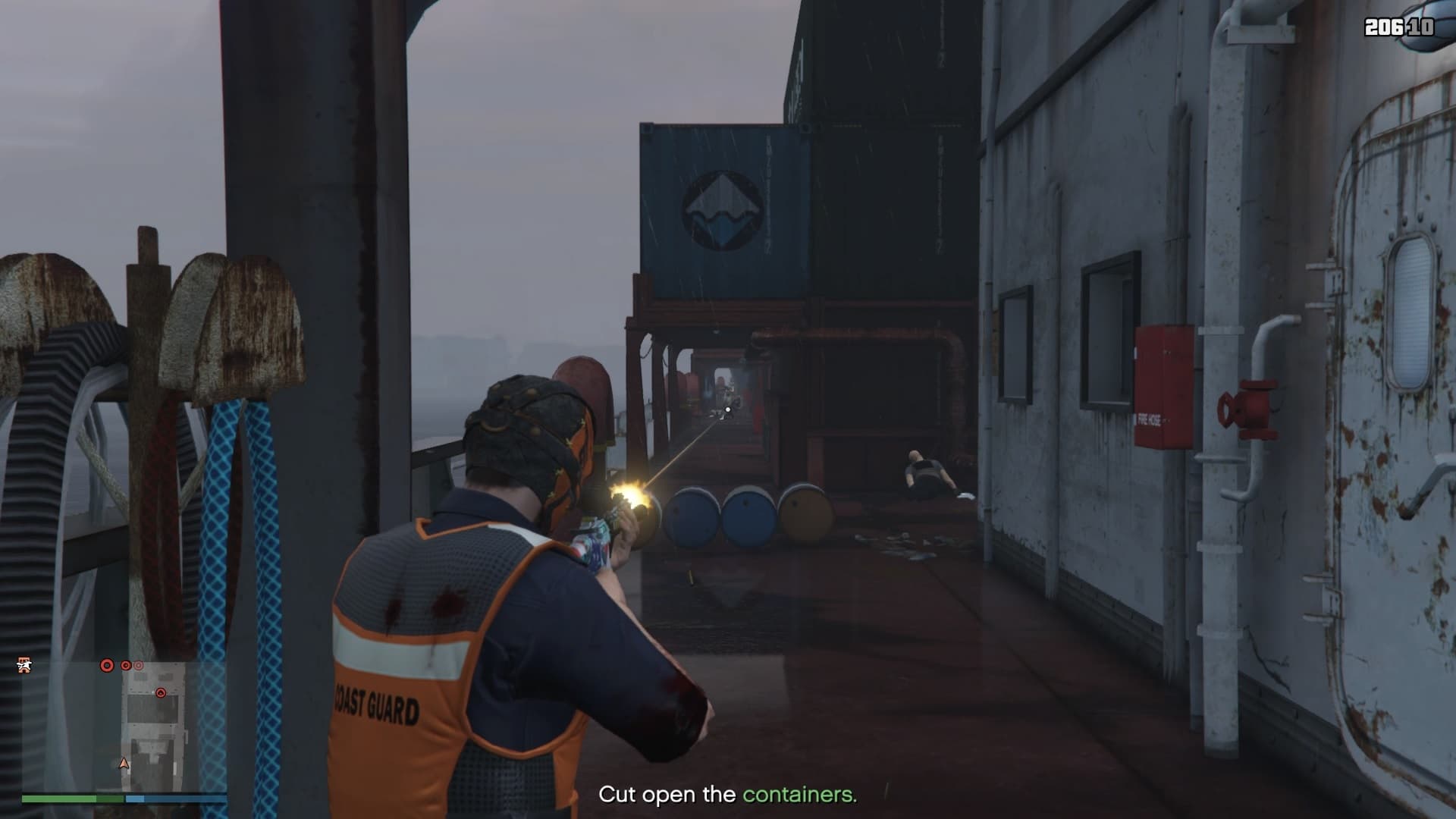 Eliminating enemies on the left side.
