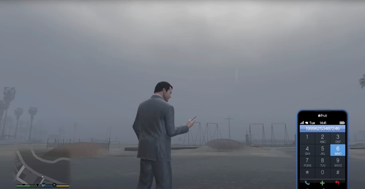 Changing the weather in Los Santos with the weather cheat code.