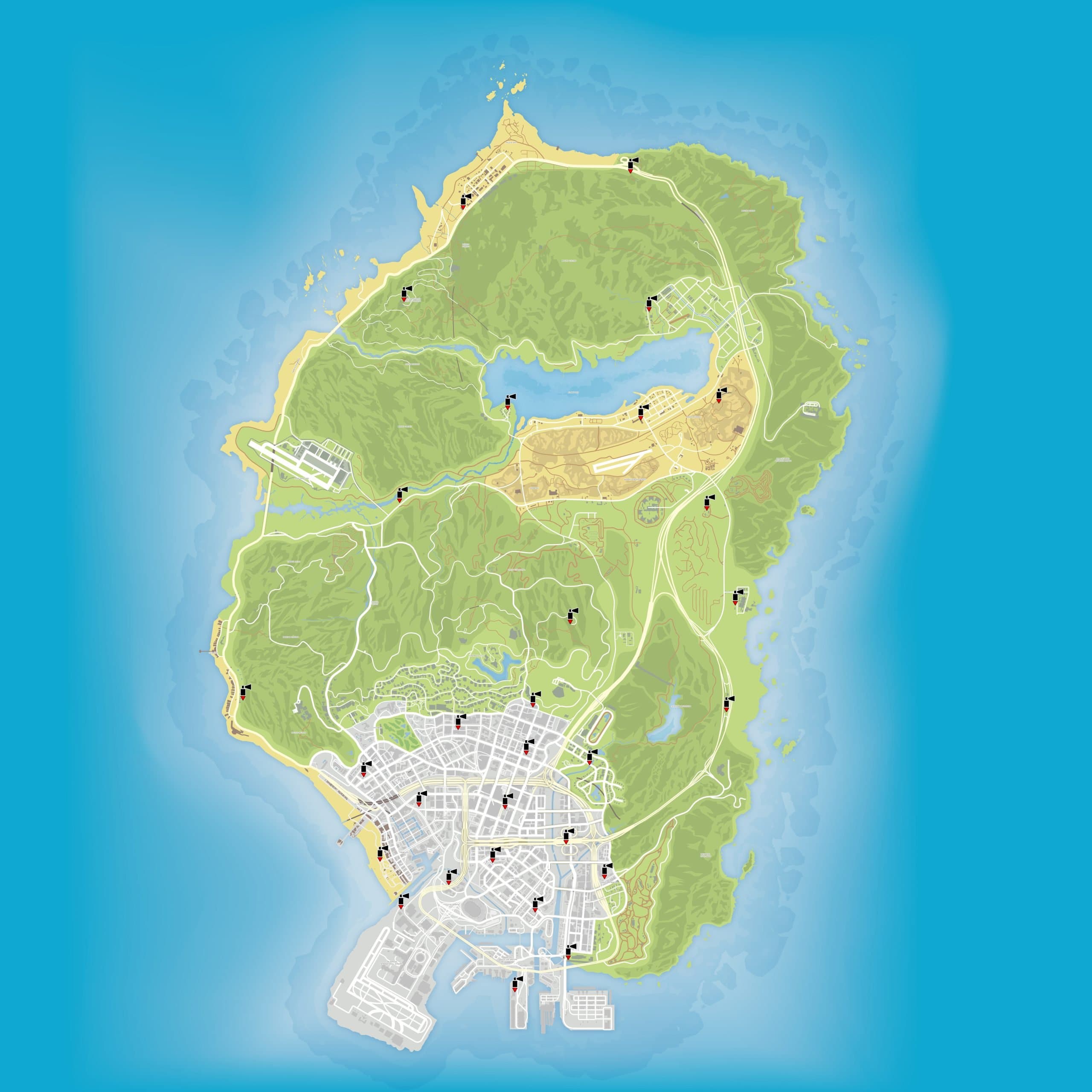 Spray Can Locations. We recommend you click on the image and zoom in to the locations to get the precise location. The red downwards arrow indicates the precise location of the spray can.