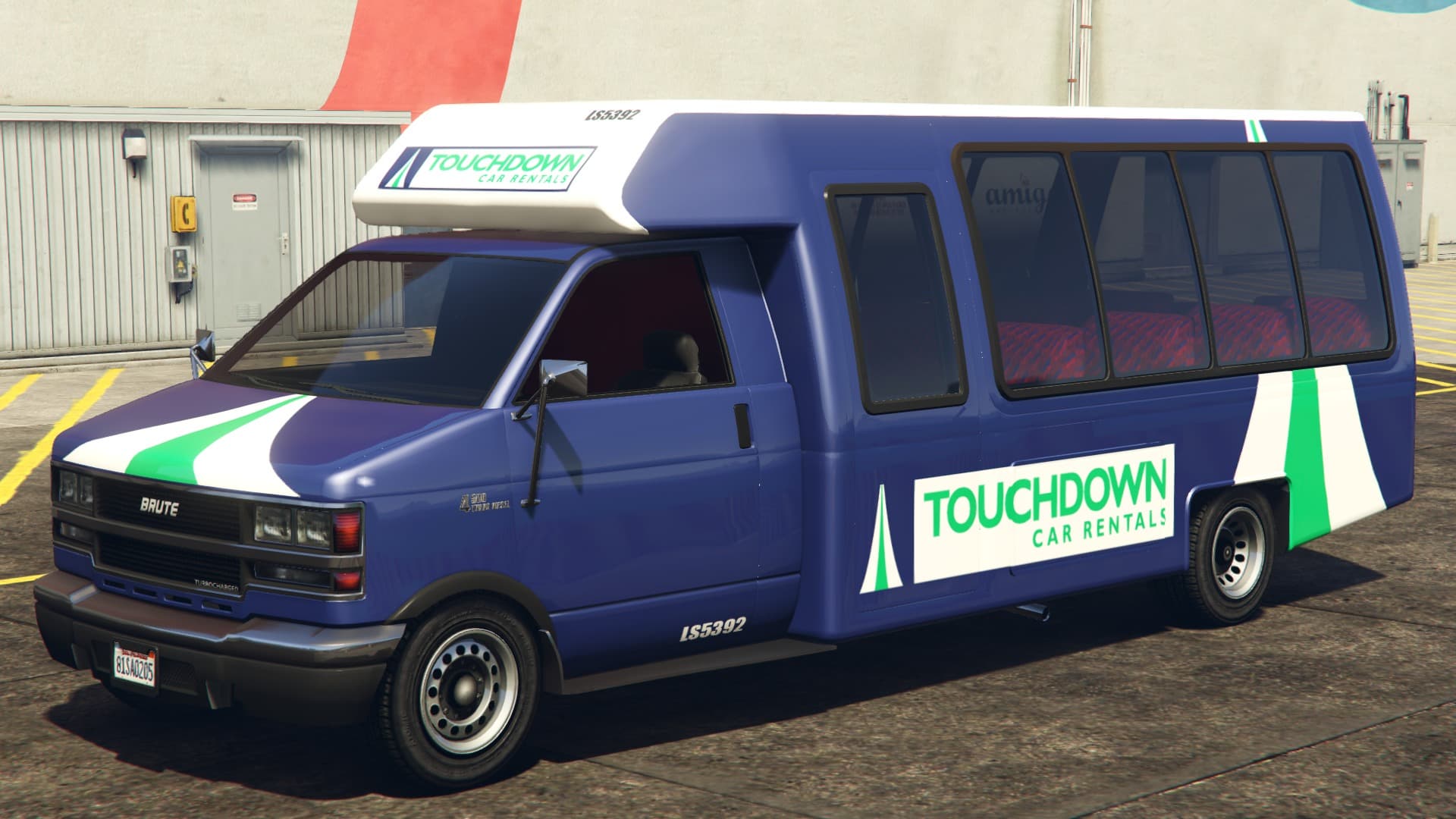 Brute Rental Shuttle Bus with the now removed 'Touchdown' livery on.