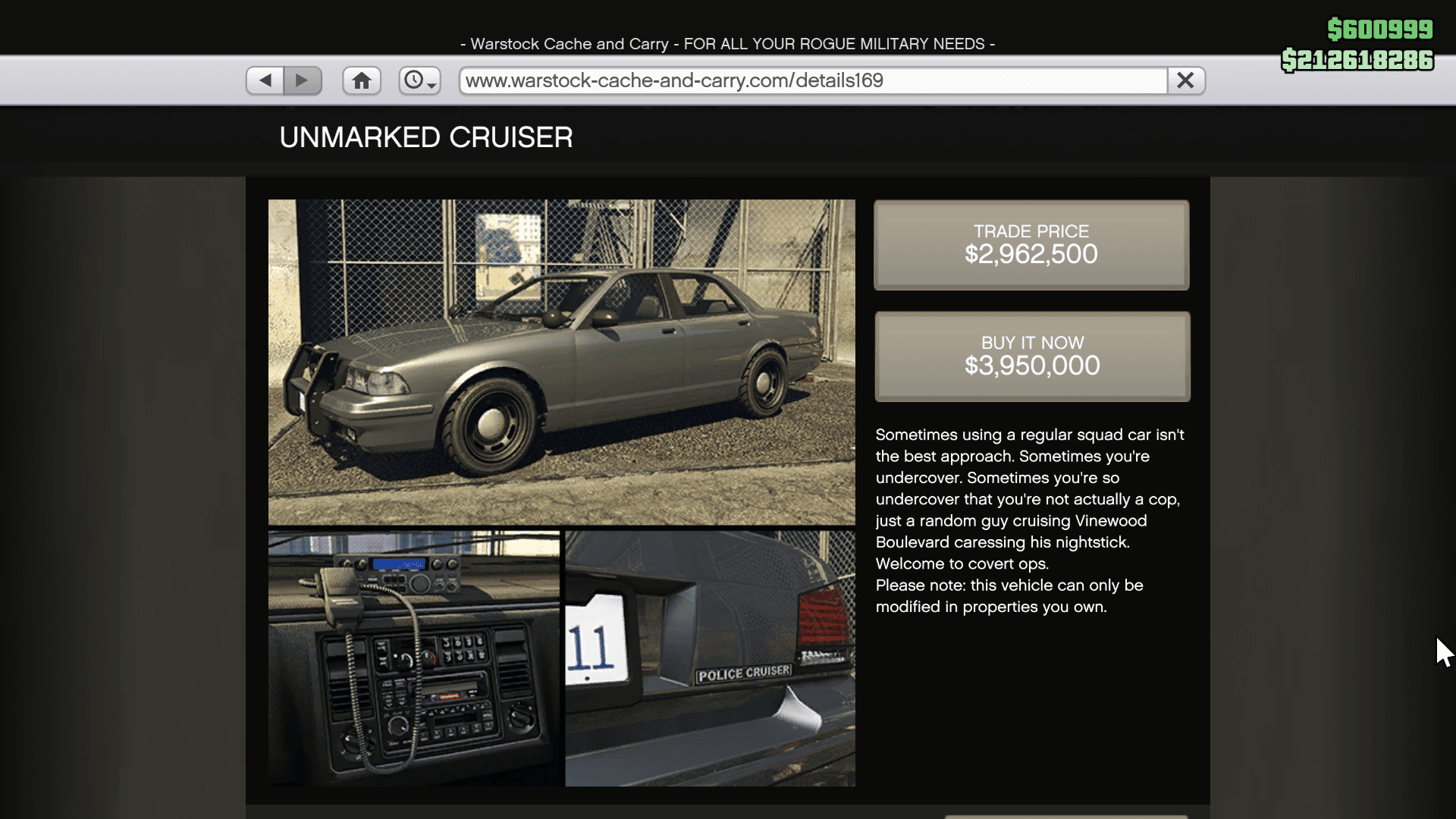 Unmarked Cruiser.