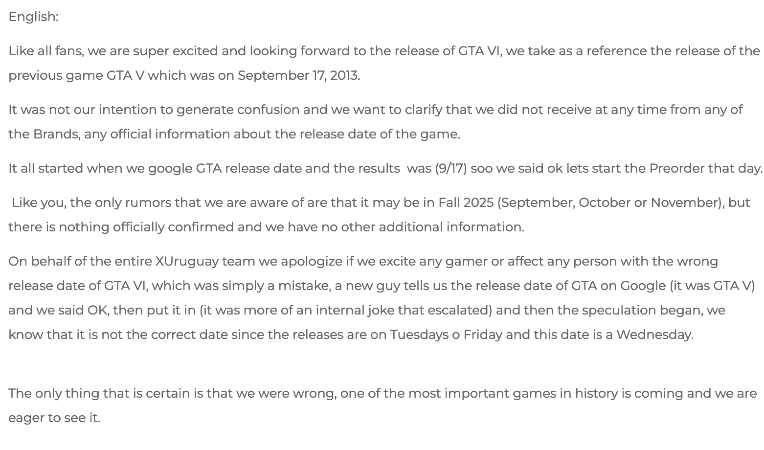 XUruguay apology letter