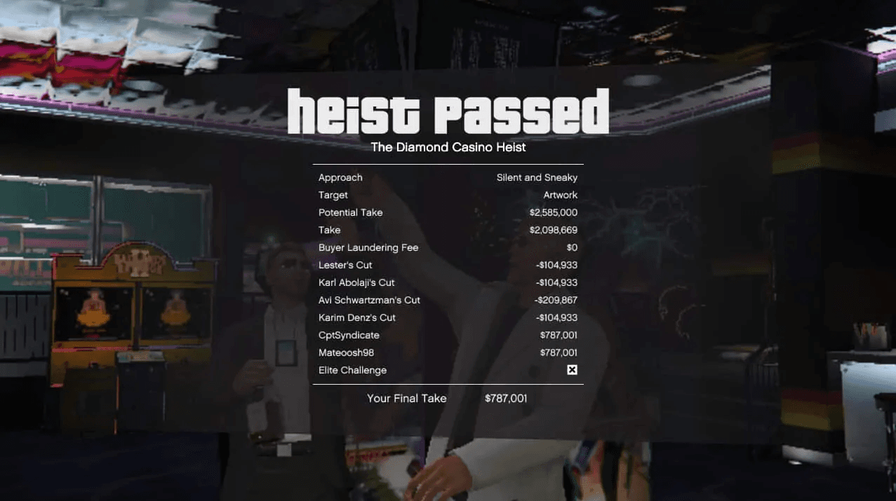 Example payout when using the Silent & Sneaky Approach (Payout mechanics are similar across approaches)