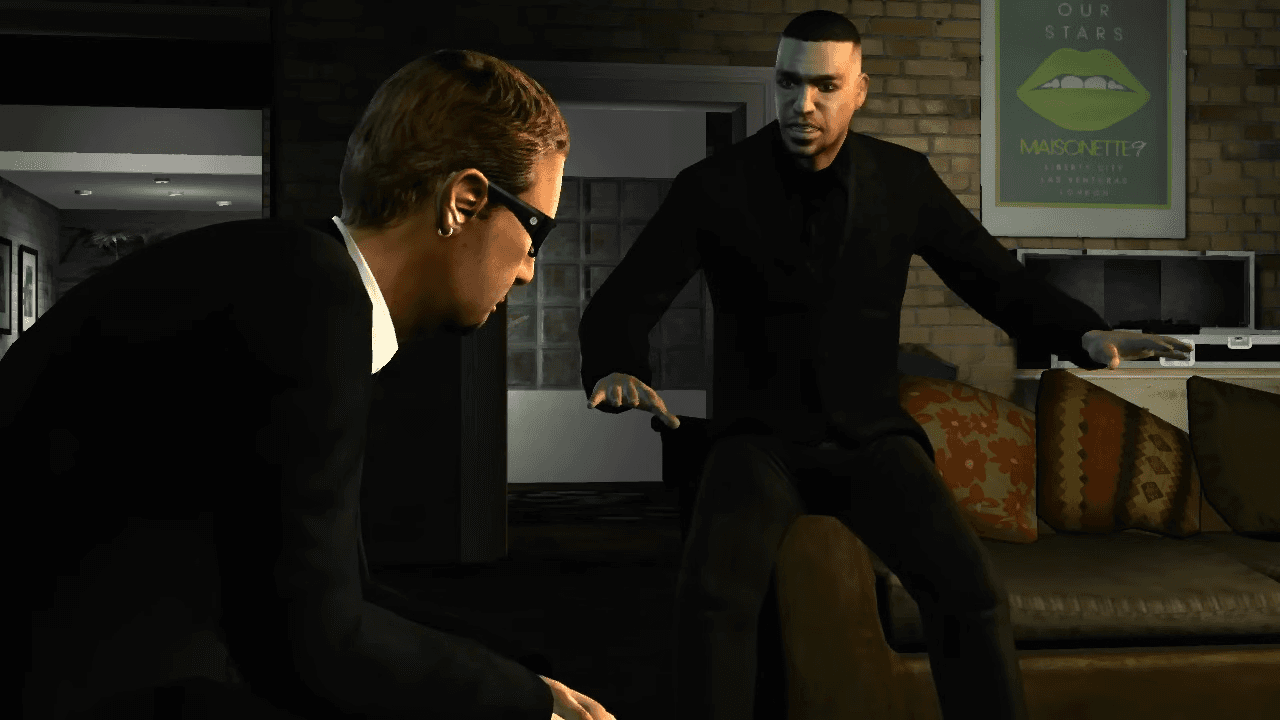 Luis talking to Gay Tony in-game.