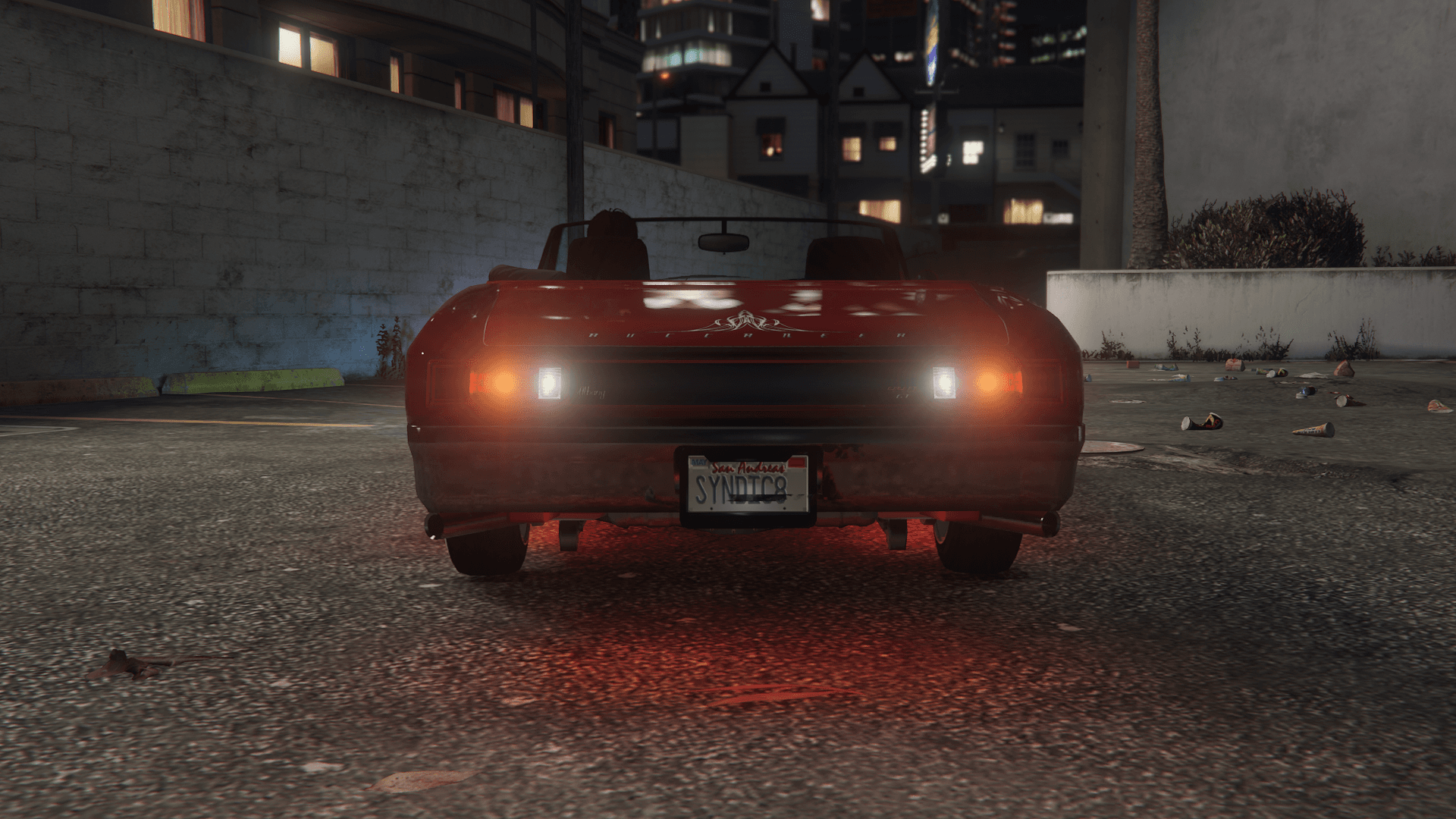 The back of the heavily modified Albany Buccaneer Custom as seen in GTA Online.