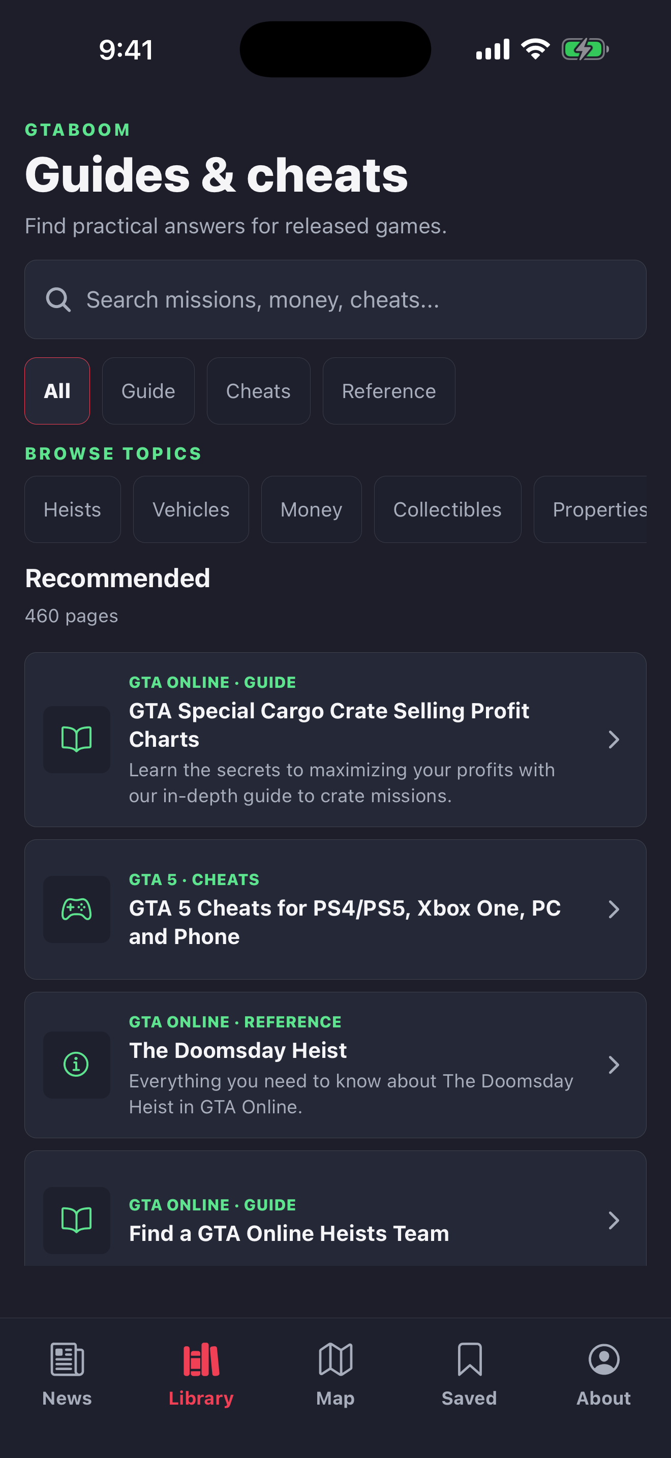 GTABOOM Library search for guides, cheats, and reference pages